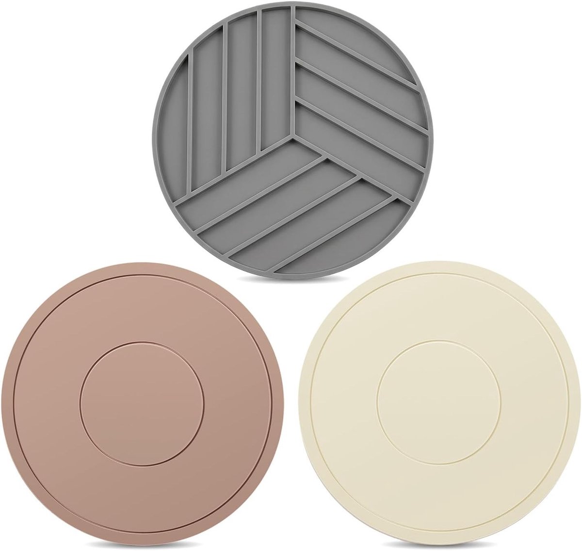Set van 3 Siliconen Onderzetters, Antislip en Slijtvast | Multifunctionele Ronde Onderzetters voor Pannen, Warmte-isolatie en Bescherming van Meubels