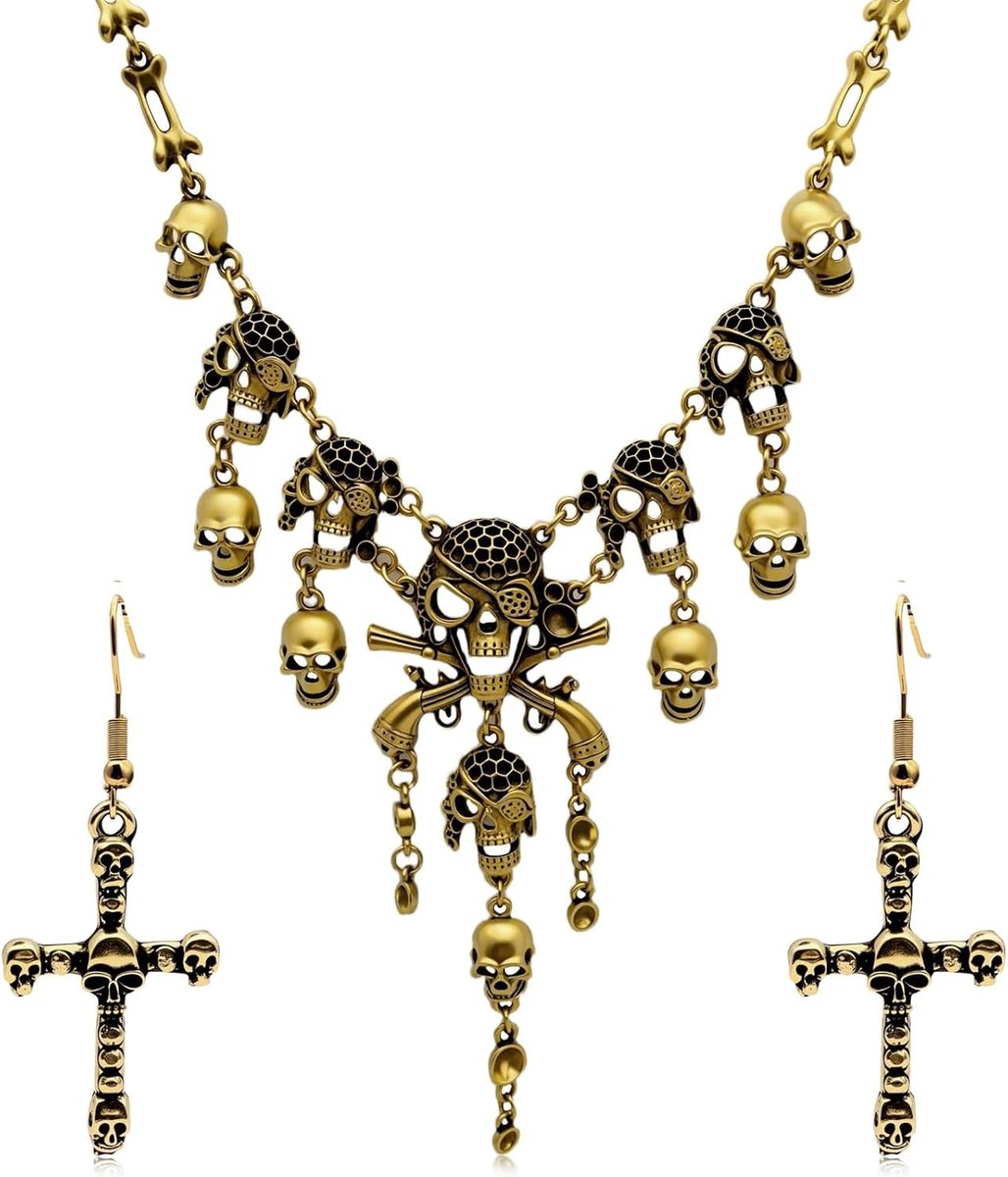 Doodshoofd halsketting voor dames in gothic en punk-stijl, perfect voor carnaval, Halloween en piratenkostuums
