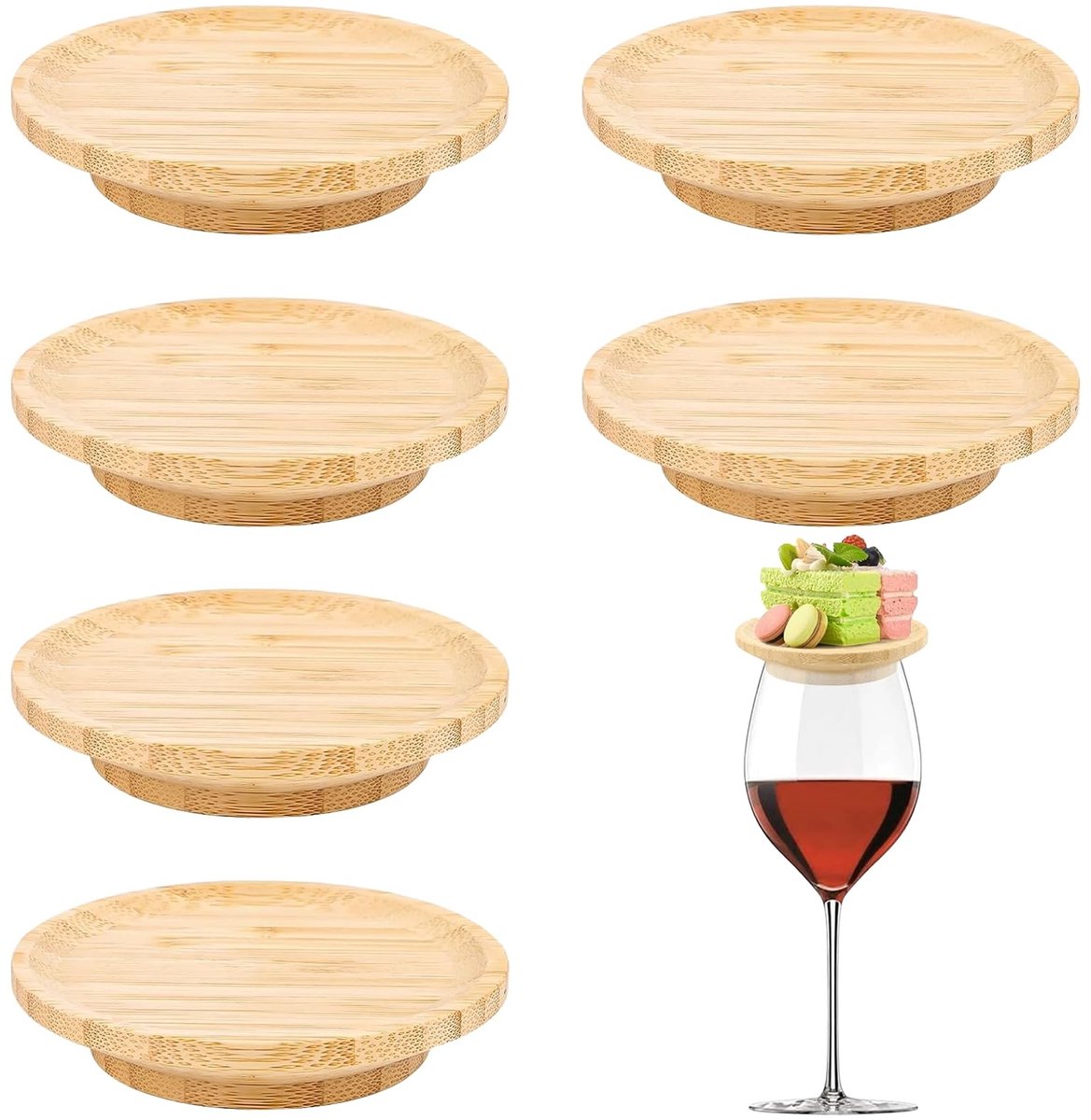 SolidKeus - Houten Wijnglas Topper Set van 6 voor Feestjes