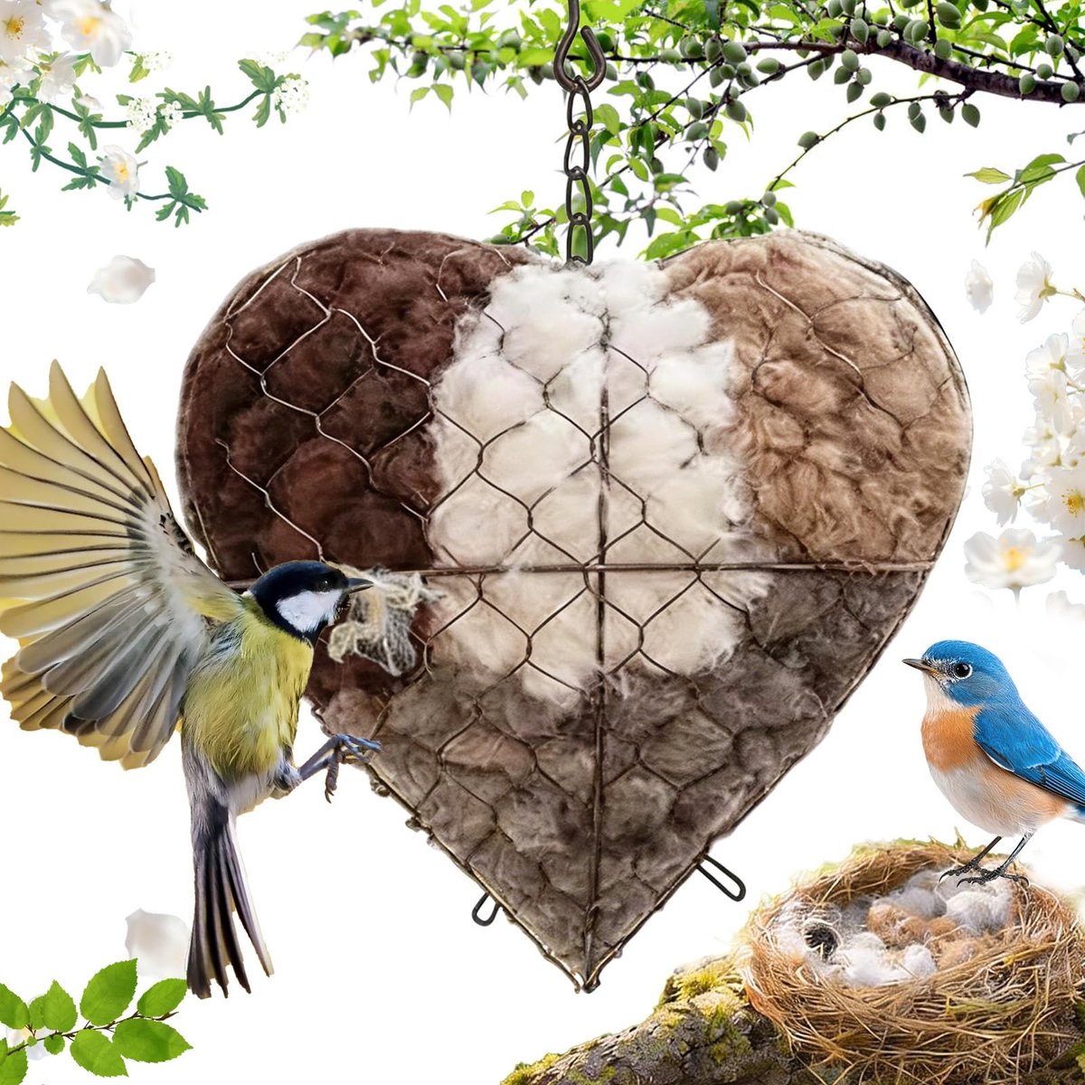 SolidKeus - Handgemaakt Hartvormig Vogelnestje van Natuurlijke Vezels
