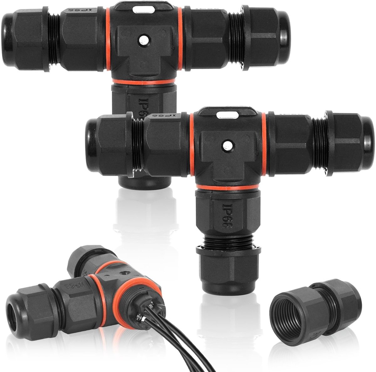 SolidKeus - Waterdichte T-Connector 3 Polig - 2 Stuks