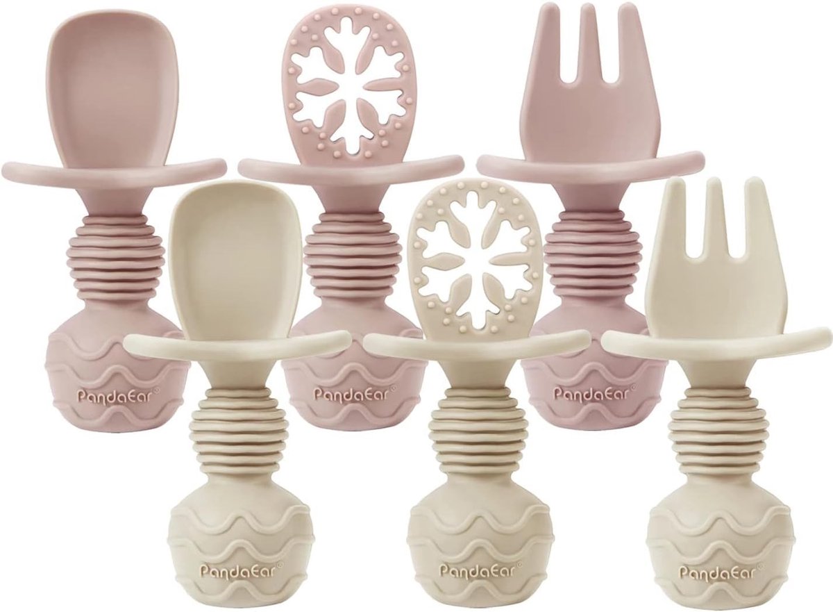 SolidKeus - Set van 6 Siliconen Babylepels voor Zelfvoeding