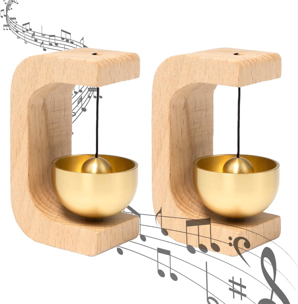 SolidKeus - Houten Deurbel met Magnetische Messing Bel