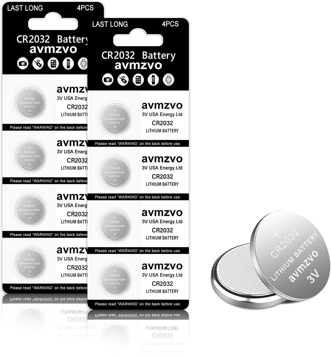 SolidKeus - Set van 8 CR2032 Lithium Knopcellen 3V Batterijen