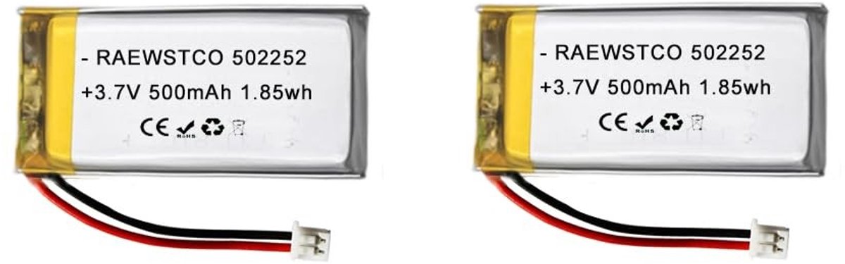 SolidKeus - Set van 2 Polymer Lithium Batterijen 500mAh voor LED Verlichting en Medische Apparaten