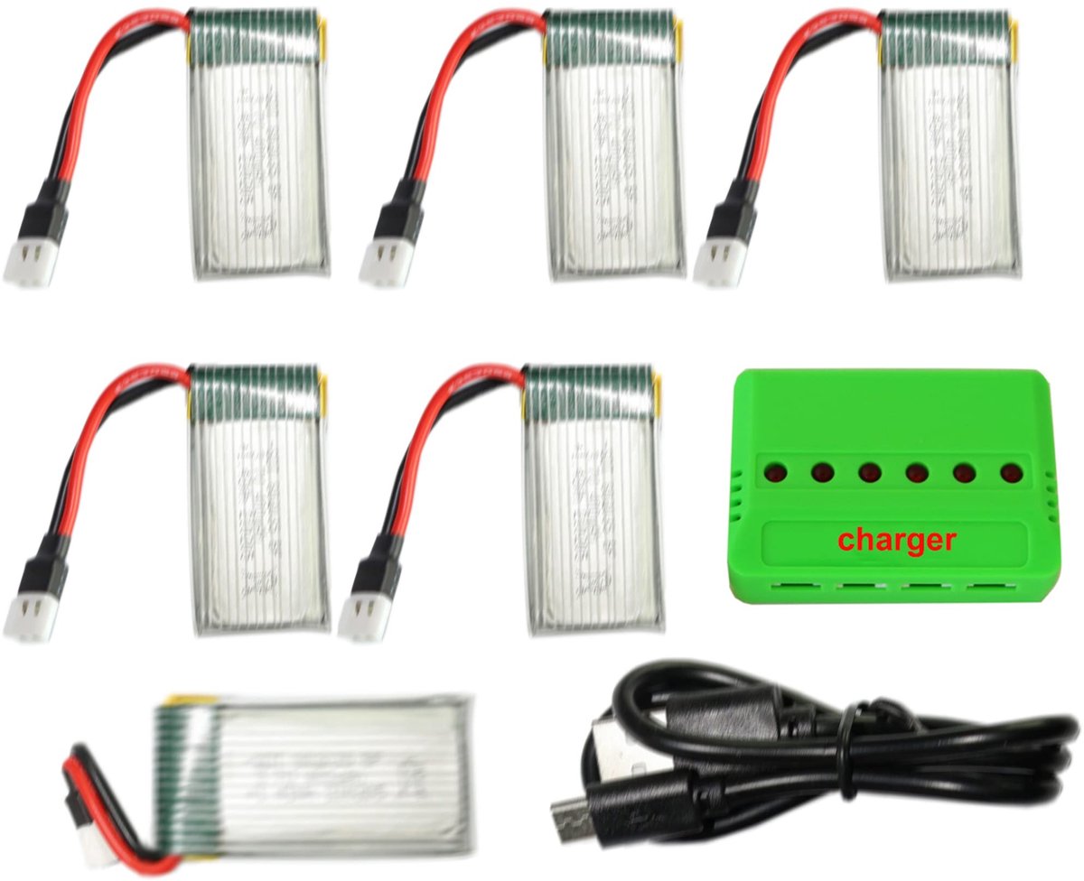 SolidKeus - Lipo Accu voor Drones, 3.7V 400mAh Set van 6