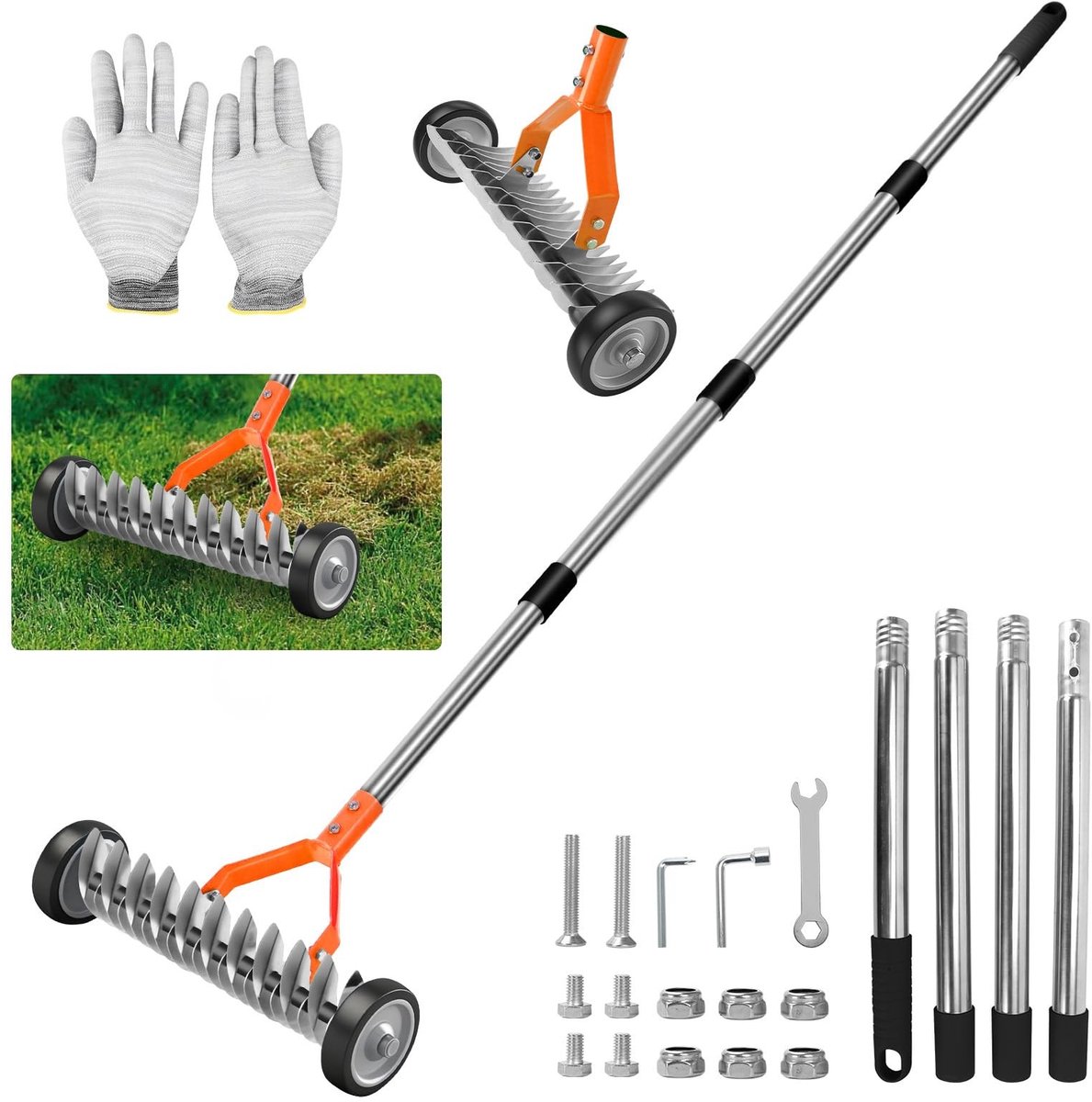 SolidKeus - Tuinhark met Wielen voor Efficiënte Grasverzorging