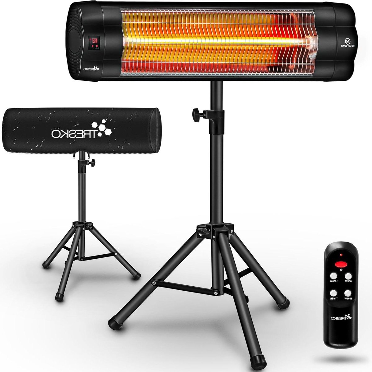 Infrarood Warmtestraler - Terrasverwarmer Elektrisch - Buiten Verwarmen - Met Afstandsbediening - Verstelbaar 180cm - Zwart