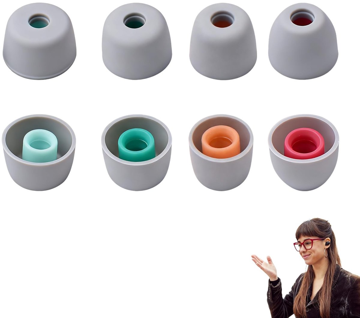 SolidKeus - Set van 4 Silicone Oordopjes voor Hoofdtelefoon, Vervangbaar en Comfortabel