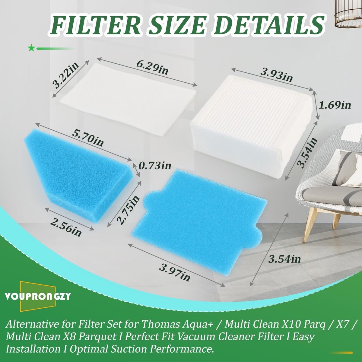 SolidKeus - Set van 4 Stofzuigerzakken en Filters voor Thomas Aqua