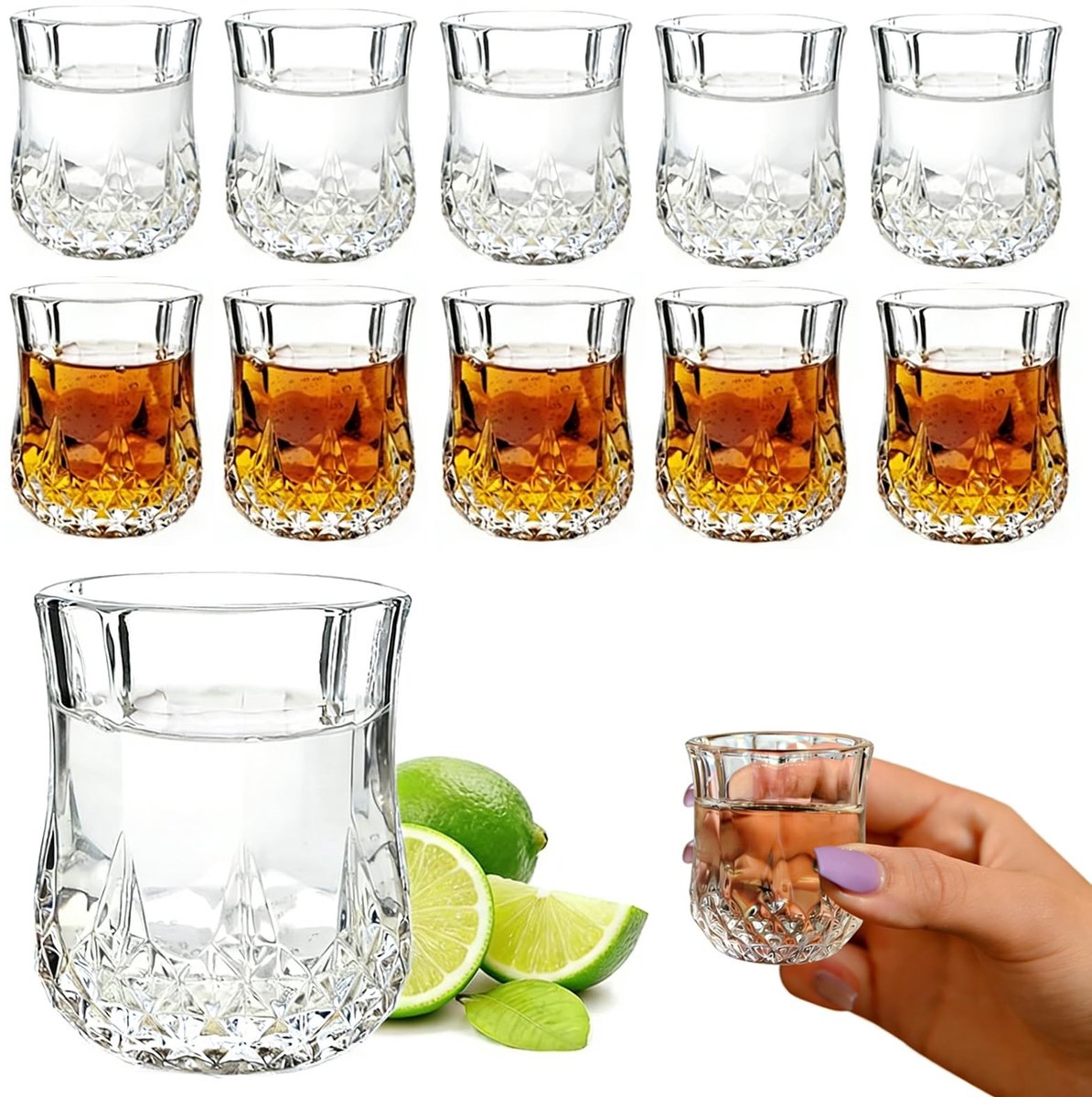 SolidKeus - Set van 12 Kristallen Whisky Glazen - 50 ml