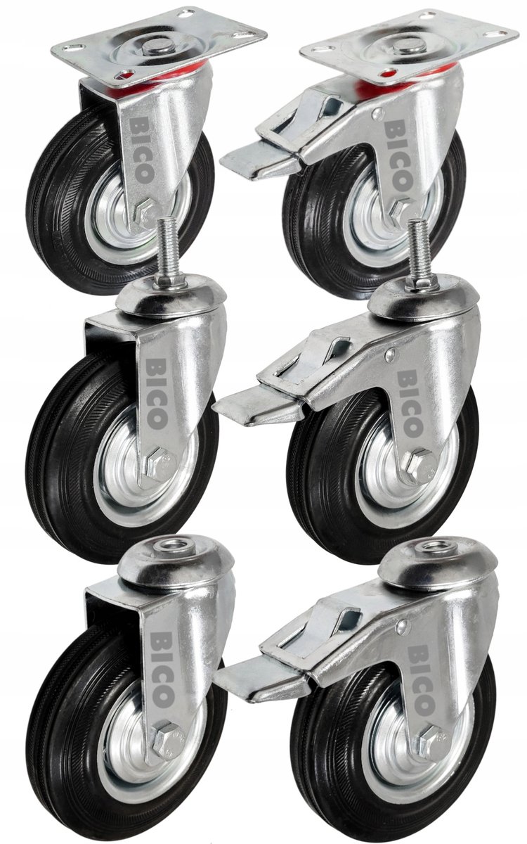 Zwenkwiel Metaal/Rubber Ø125mm met M12 Schroefdraad, 100kg