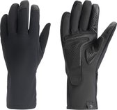 Zwarte BBB StormDex fietshandschoenen met grip-patroon en logo op de palm.