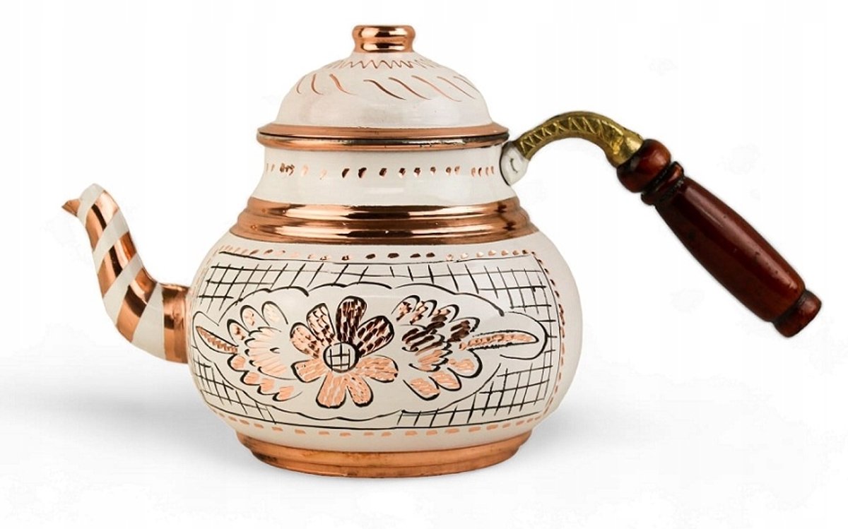 Handgemaakte Turkse Koperen Theepot 0,9L - Kleurrijk