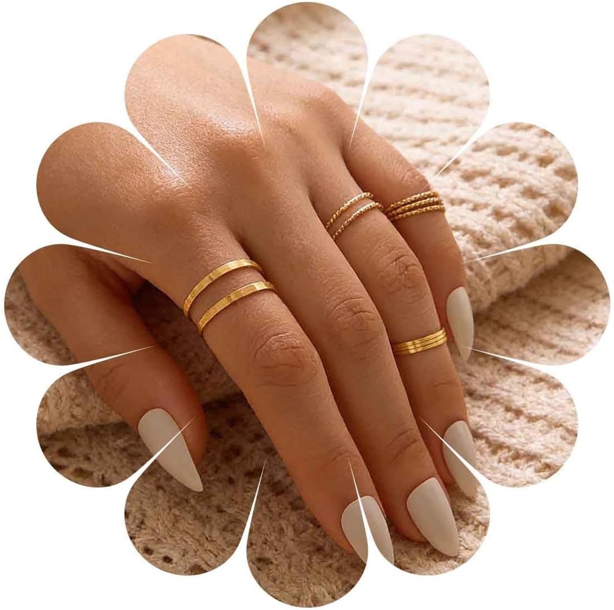 Kelring voor dames, gouden vingerknokkelring, stapelbare vingerknop, midi-ringen, kel, stapelbare vingerringensets