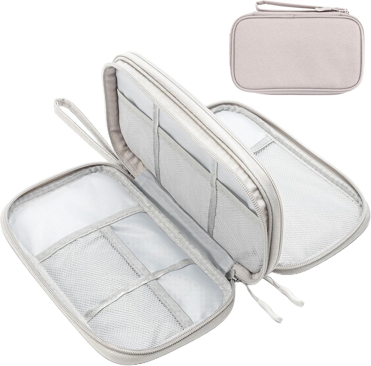 3-laags elektronische gadget reistas, universeel reisaccessoire, draagbare organizer, draaghoes voor kabeladapter, SD-kaarten, powerbank