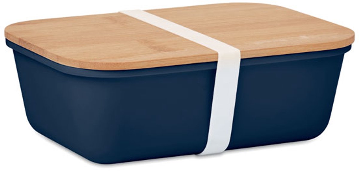 Lunchbox van PP kunststof met bamboe deksel. Marine Blauw 1500ML