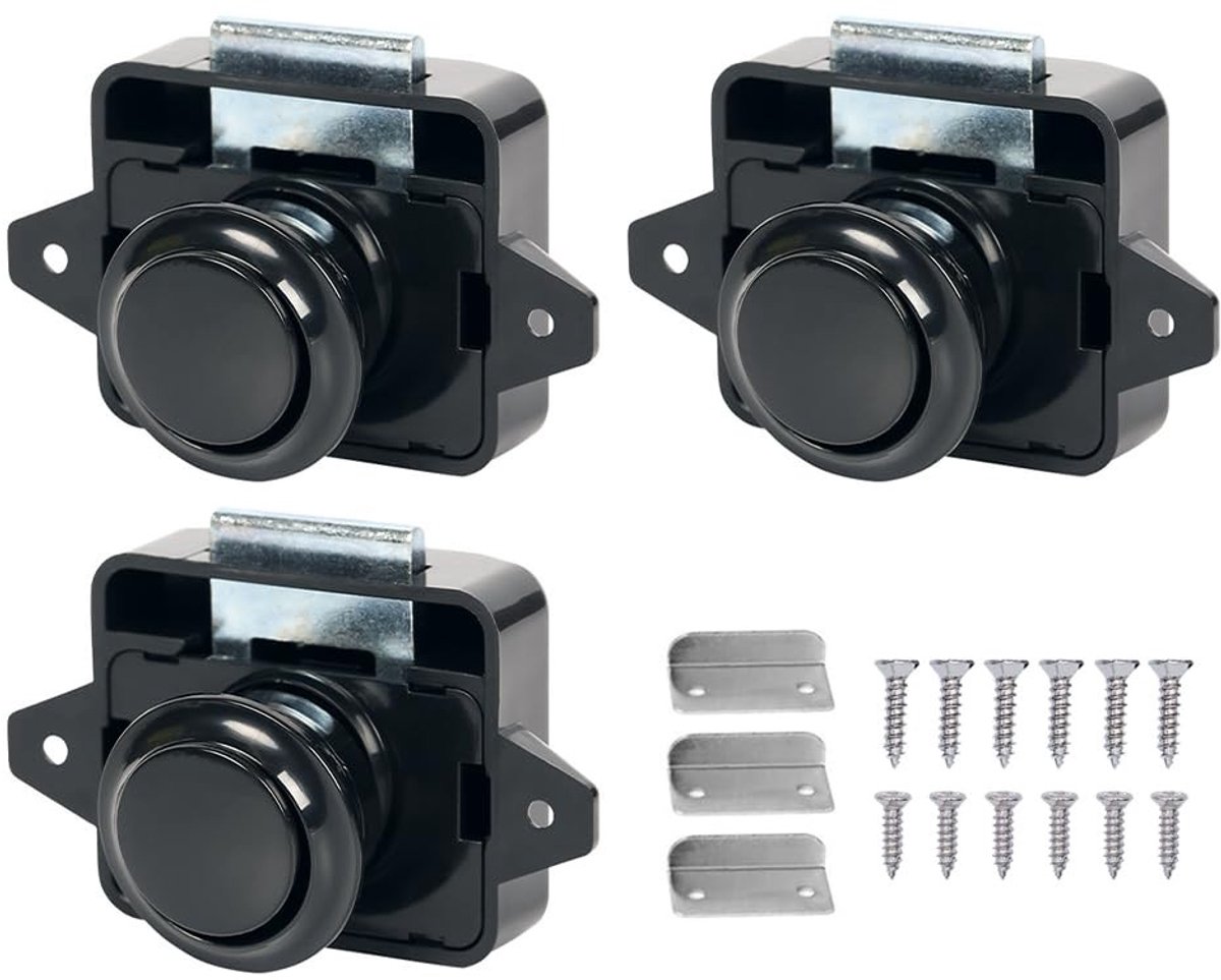 SolidKeus - Set van 3 Drukknopsloten voor Kasten en Lades
