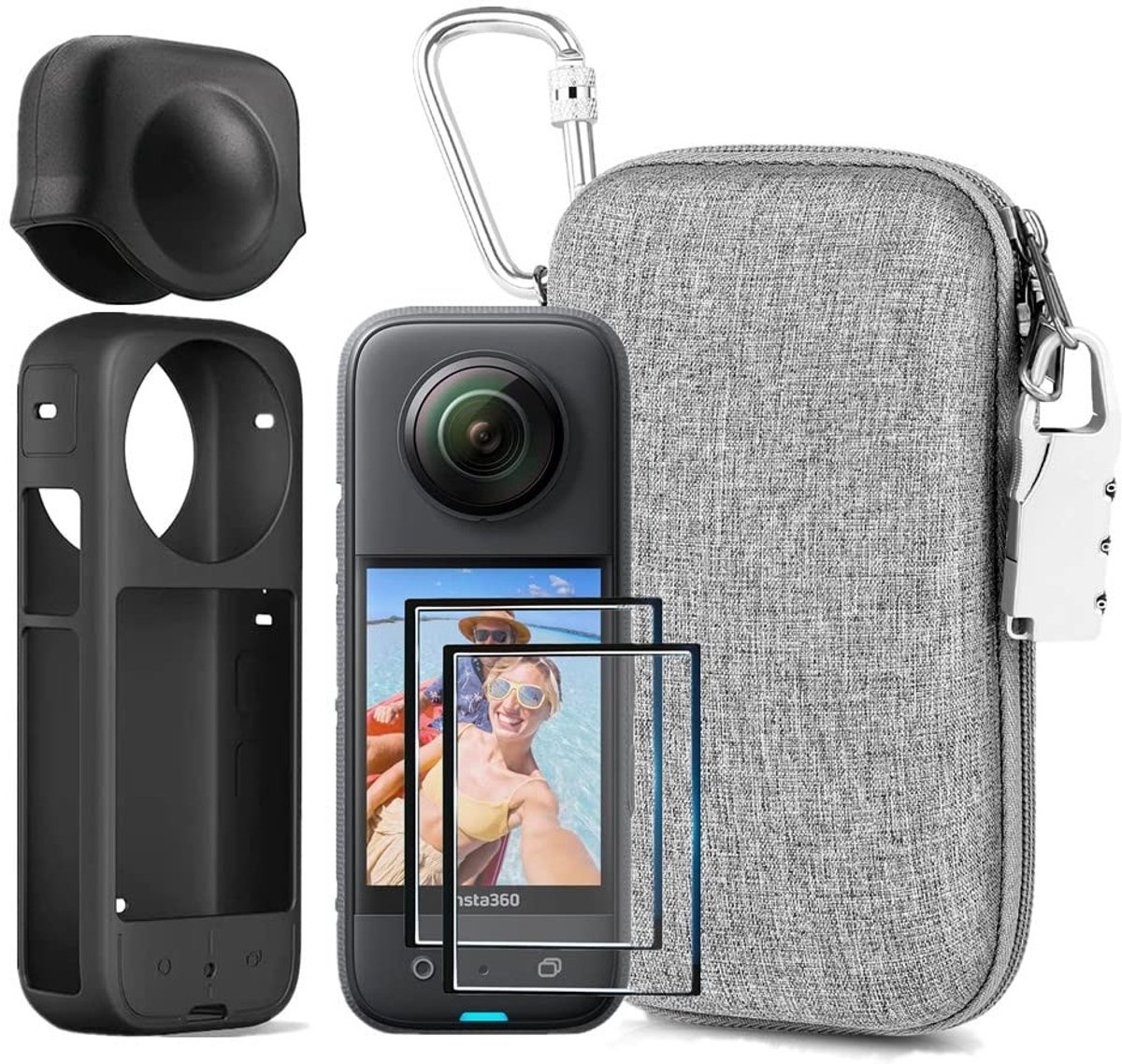 SolidKeus - 7-in-1 Accessoire Kit voor Insta360 X3 met Beschermhoes en Lenskap