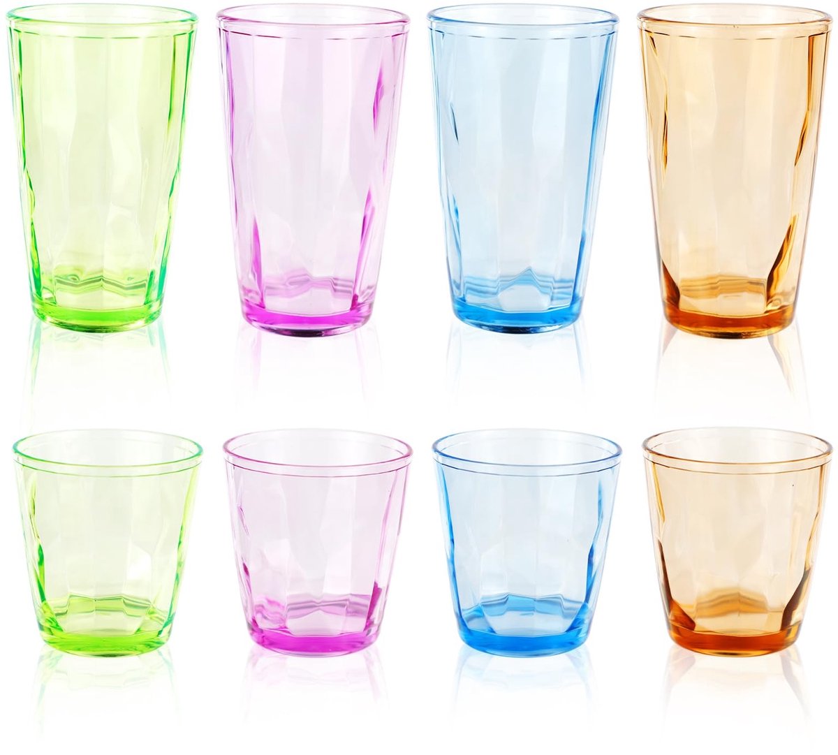 SolidKeus - Set van 8 Kleurige Plastic Waterglazen voor Kinderen