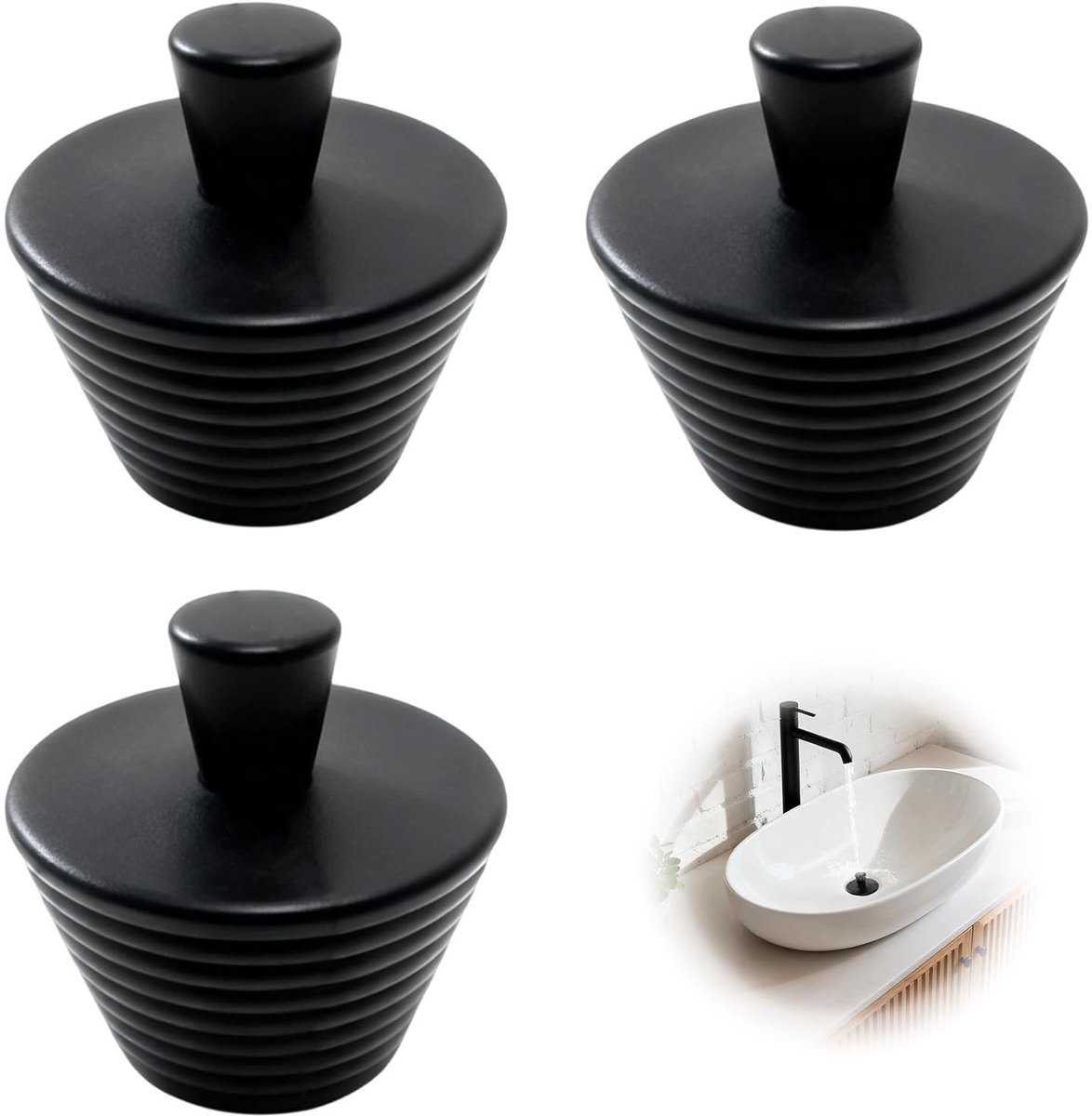 SolidKeus - 3 Stuks Universele Siliconen Afvoerstopper Ø 4.5 cm