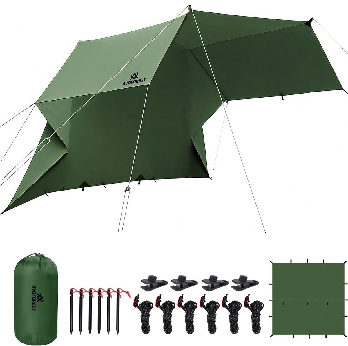 SolidKeus - Waterdichte Tent Tarpaulin 3x4m met 19 Oogjes en Accessoires