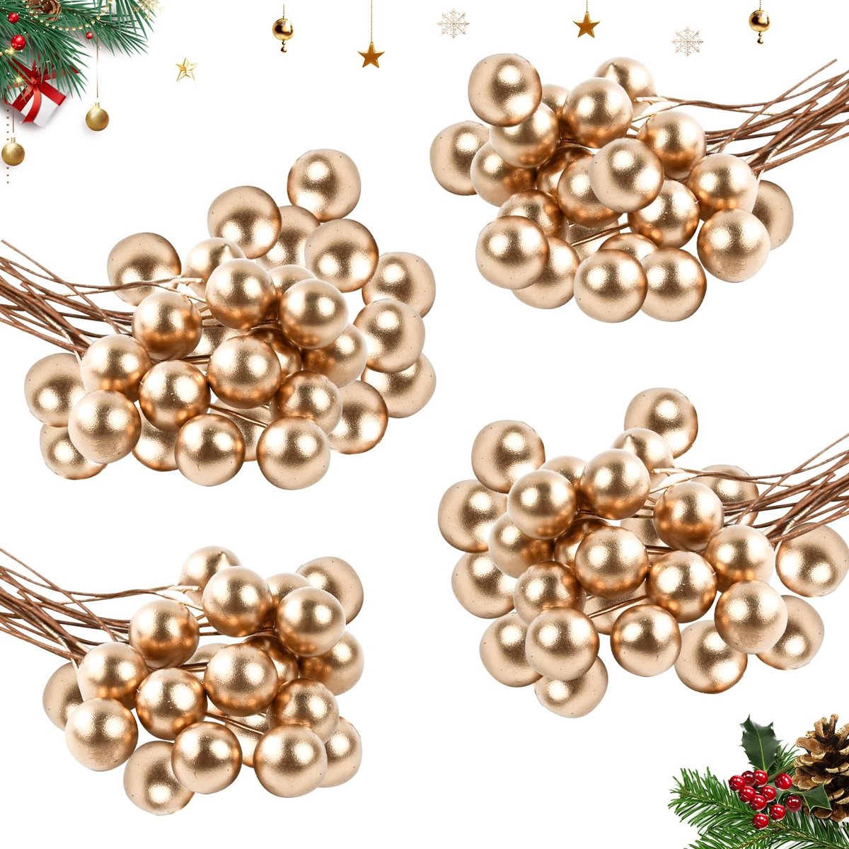 SolidKeus - Set van 100 Kunstmatige Kerstbessen voor Decoratie