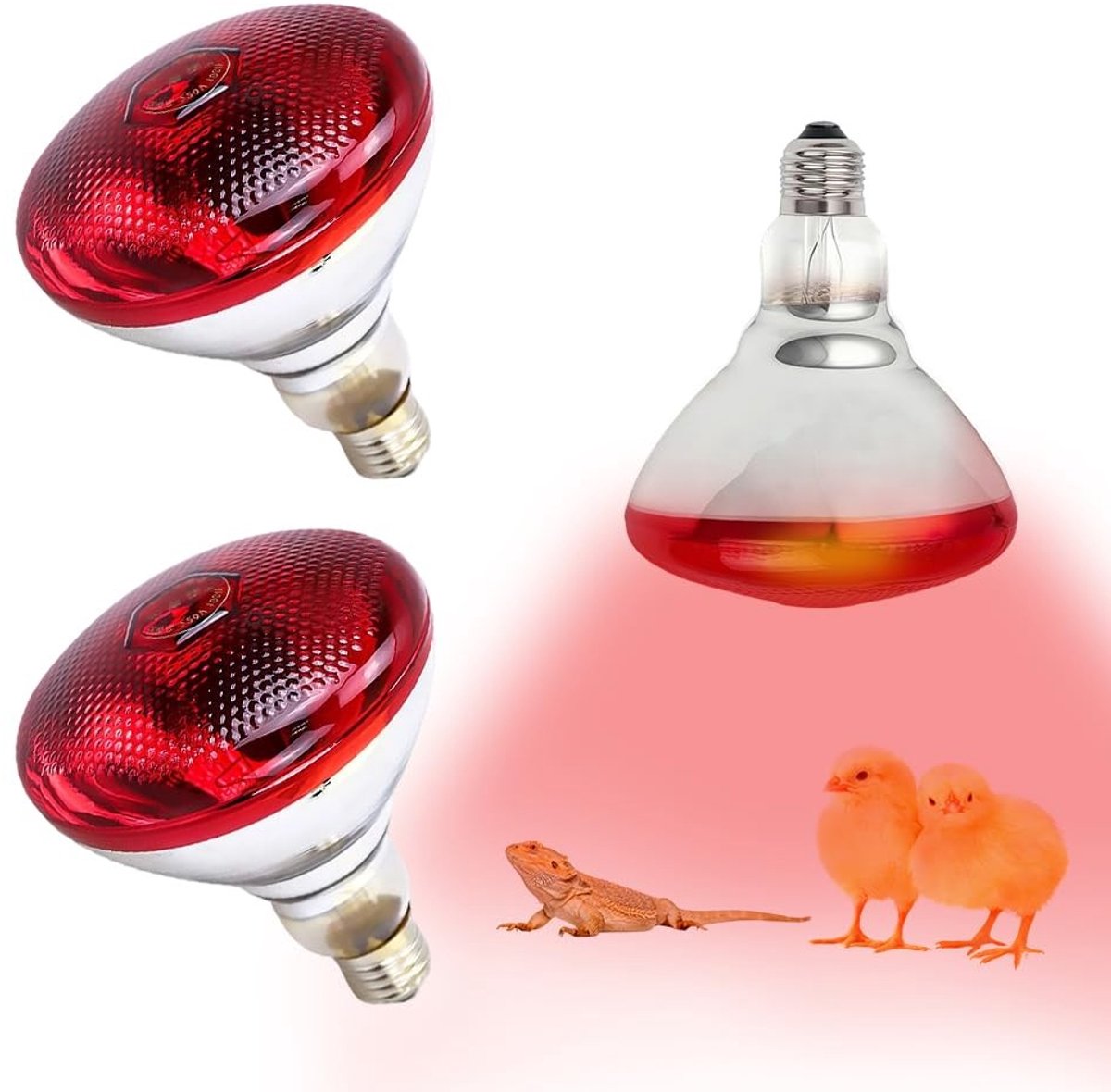 SolidKeus - 2 Stuks Infrarood Warmtelamp voor Reptielen, 150 W E27