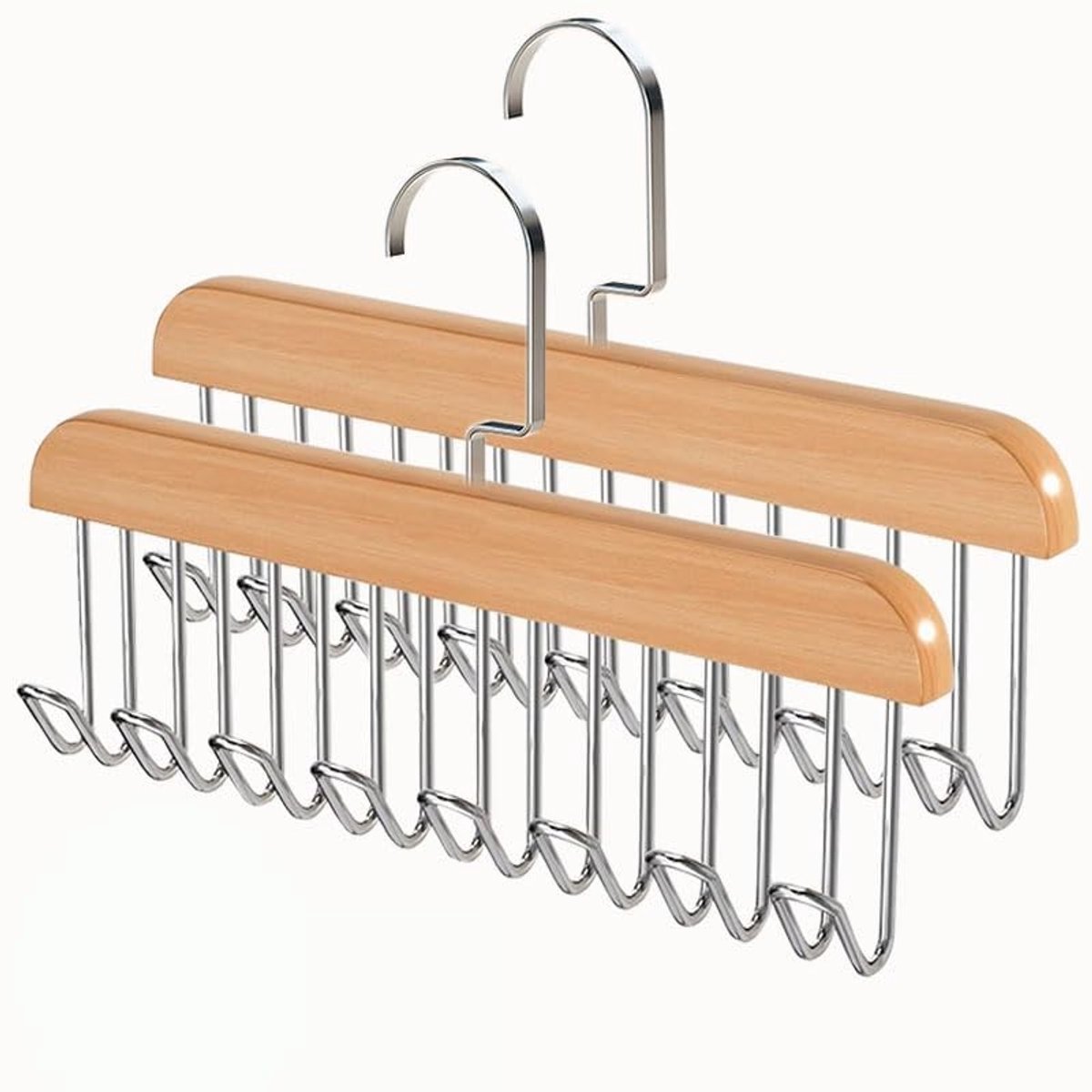 SolidKeus - Set van 2 Houten Riemhangers met 16 Haken