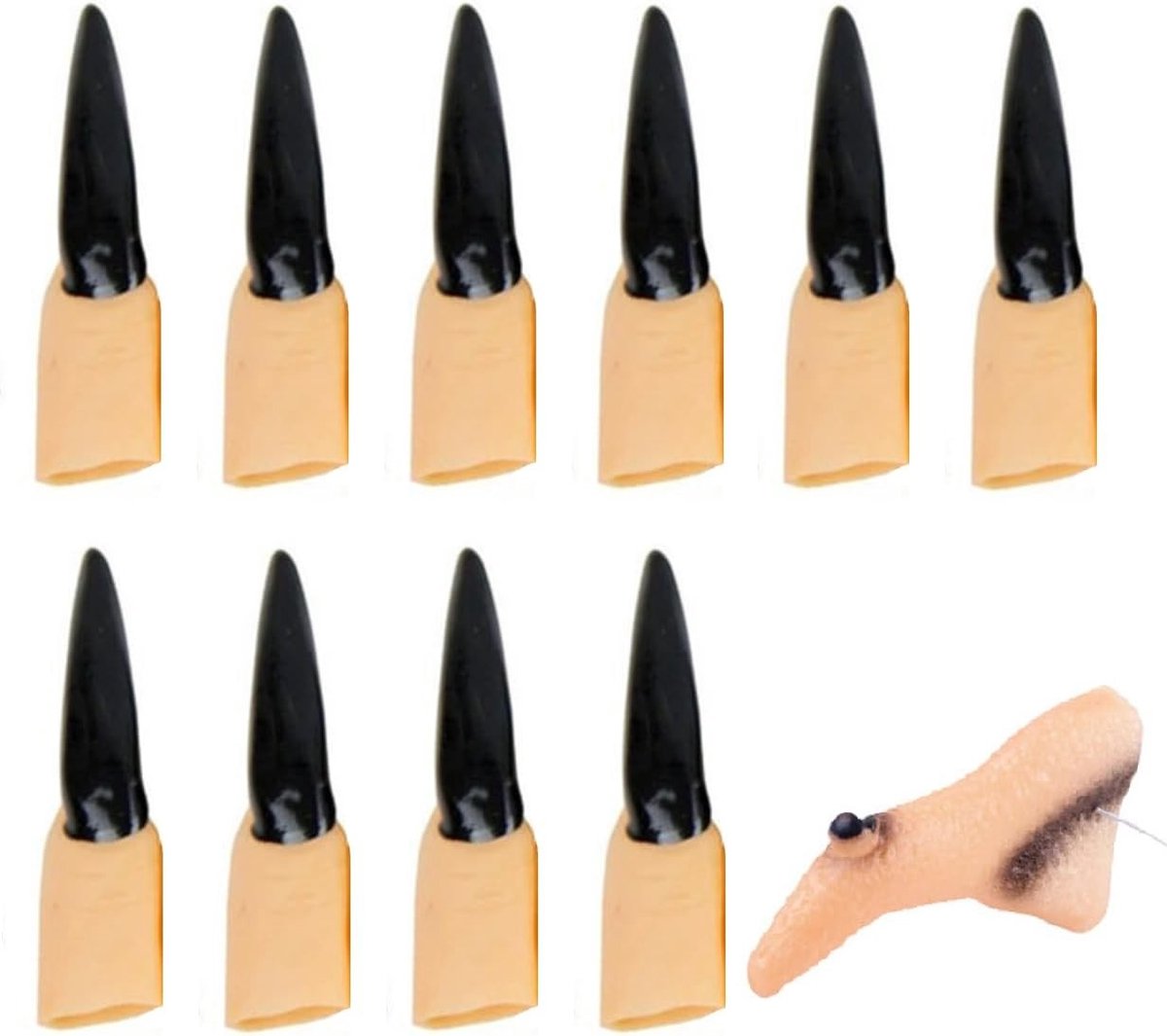 11-delige Halloween Heks Accessoires Set met Nep Heksenneus en Lange Vinger Voor Grappige Kostuums en Feestjes