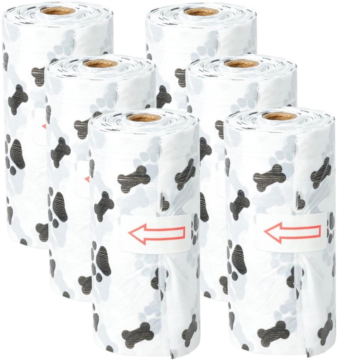 Dogs Collection Hondenpoep zakjes - 360x stuks - wit/zwart - hondenuitlaat drollen opruimen zakjes