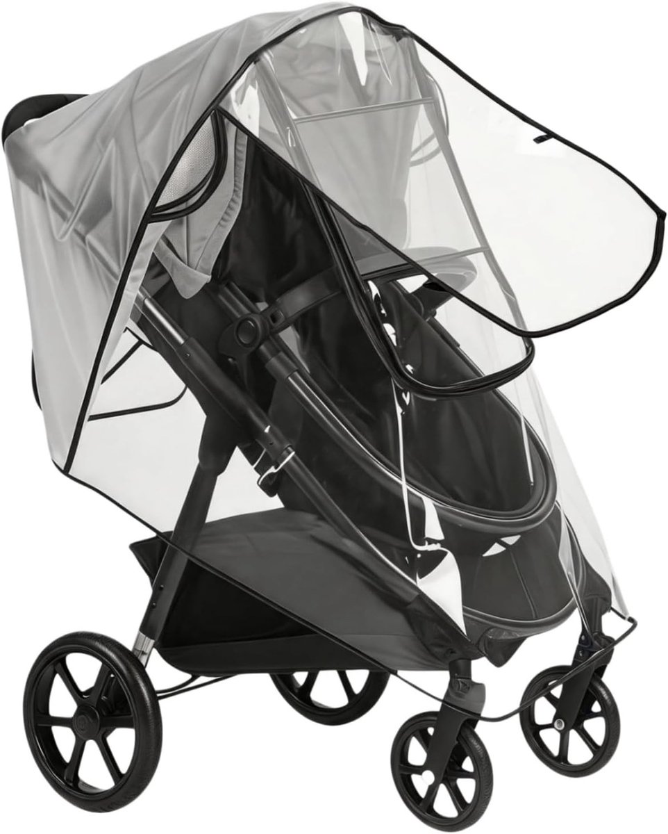 Dubbele Waterdichte Regenbescherming voor Kinderwagens – Ademend, Winddicht en Sneeuwbestendig – Geschikt voor Eten en Met Grote Vaste Raam