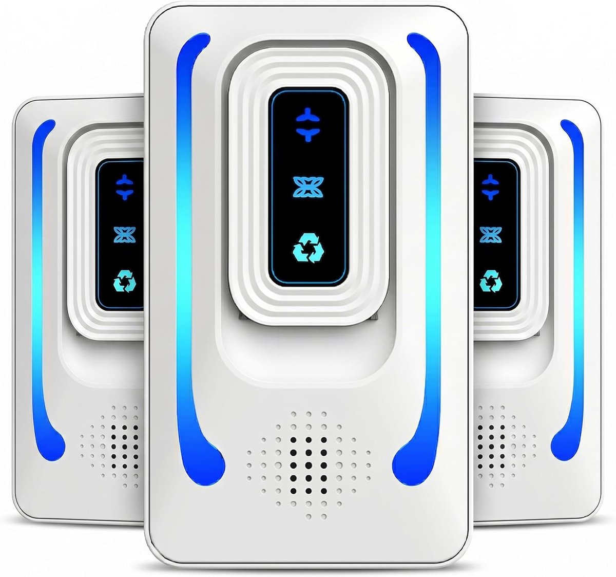 Plug-in luchtionisator, filterloze luchtreiniger met negatieve ionen, stille draagbare luchtverfrisser voor thuis, slaapkamer, kantoor, verwijdert huisdiergeuren, rook en stof, 3 stuk wit