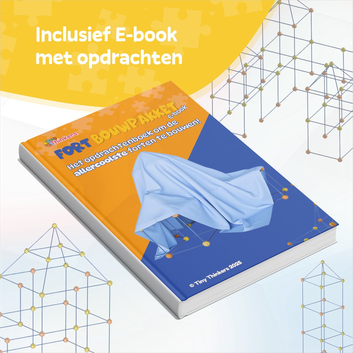 Fort Bouwpakket XXL met 313 Onderdelen + Kleden & Knijpers - Incl. Opbergzak & E-book - Speeltent - Educatief Speelgoed - Bouwspeelgoed - Hut Bouwen — afbeelding 4