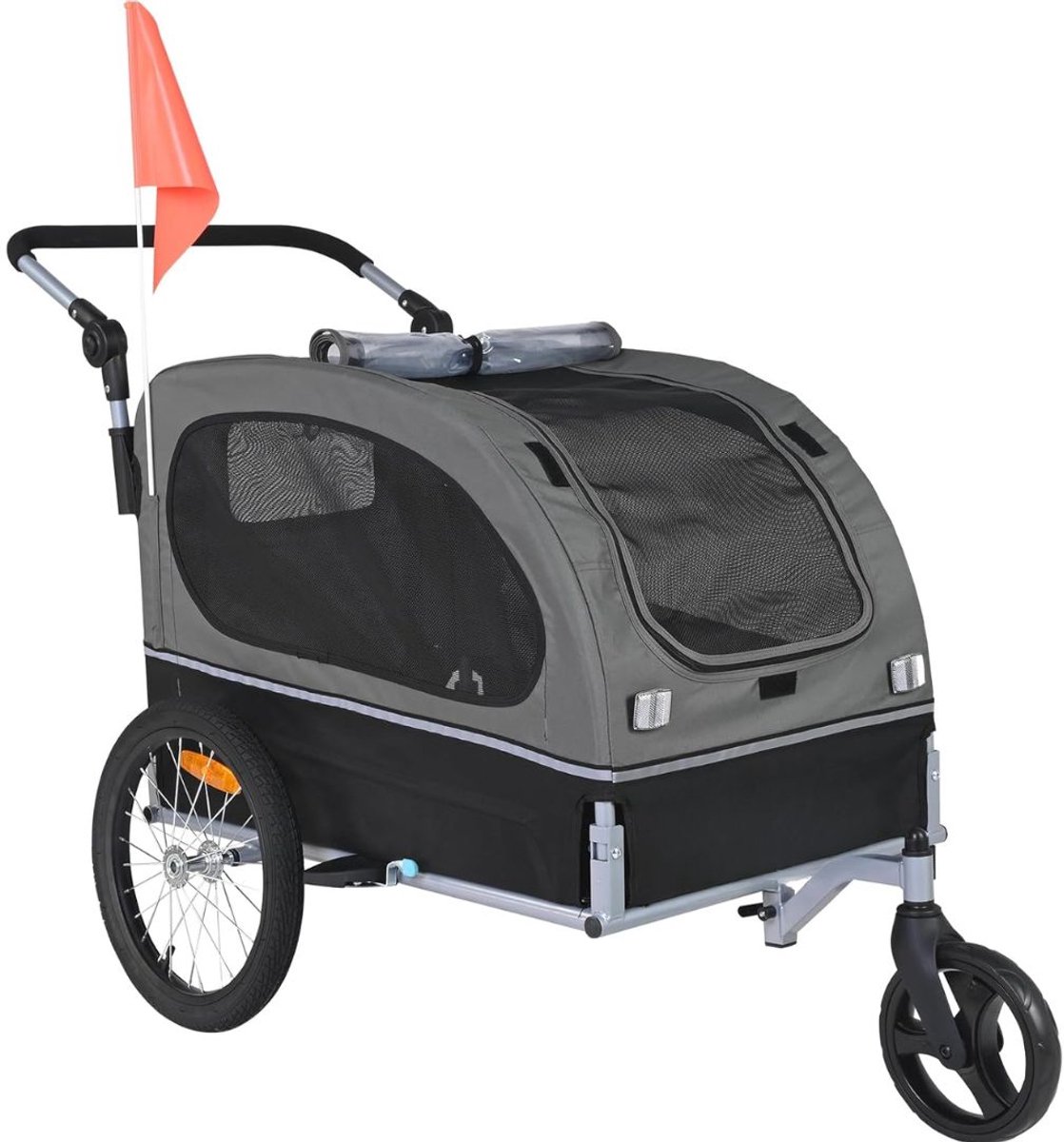 NIVA® Hondenfietskar - Universele Fietskoppeling - Opvouwbare Winkelwagen - Zwart - 144cm x 53cm x 78cm