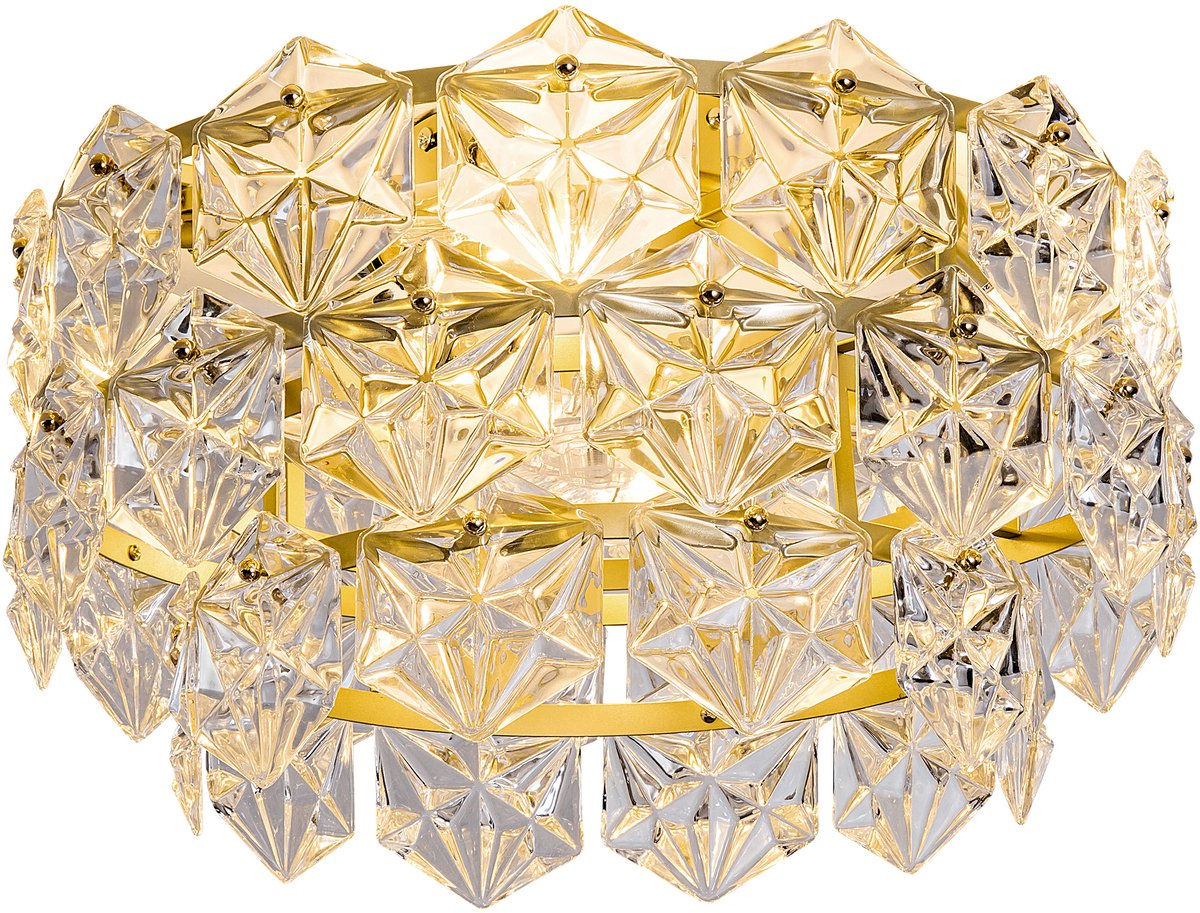 COVREO Plafondventilator met verlichting 50 cm goud glas, 6 snelheden