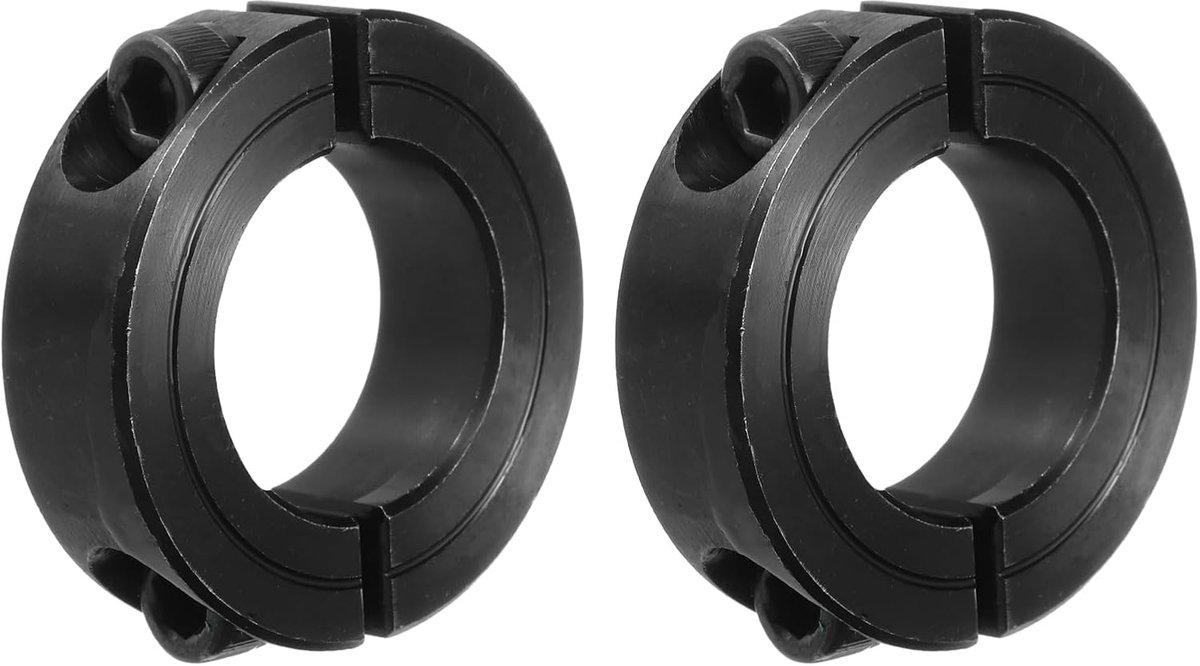 Golfring, 1 inch boring, dubbel gedeelde golfkraag van koolstofstaal met spanschroef, zwart, verpakking van 2 stuks