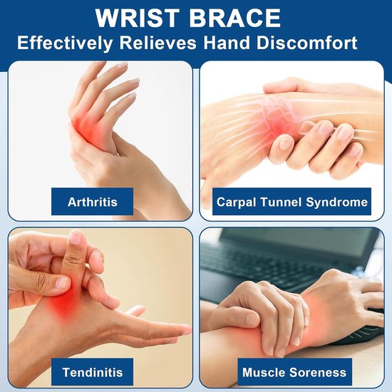 1 polssteun met 3 spalken en 1 paar artrose handschoenen (rechts, M) - Verstelbare polsspalk, handspalk voor tendinitis, artritis, carpaal tunnelsyndroom en verstuikingsherstel — afbeelding 2