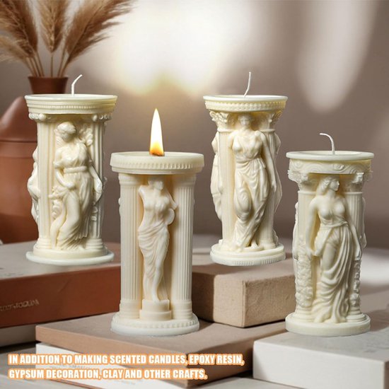 Athena Kaarsvormen, 3D-kaarsvormen voor het maken van kaarsen van hars, gietvorm voor geurkaarsen, zeep maken, was, hars gieten, zeep, cake, dessert, mousse vorm (Athena B) — afbeelding 3
