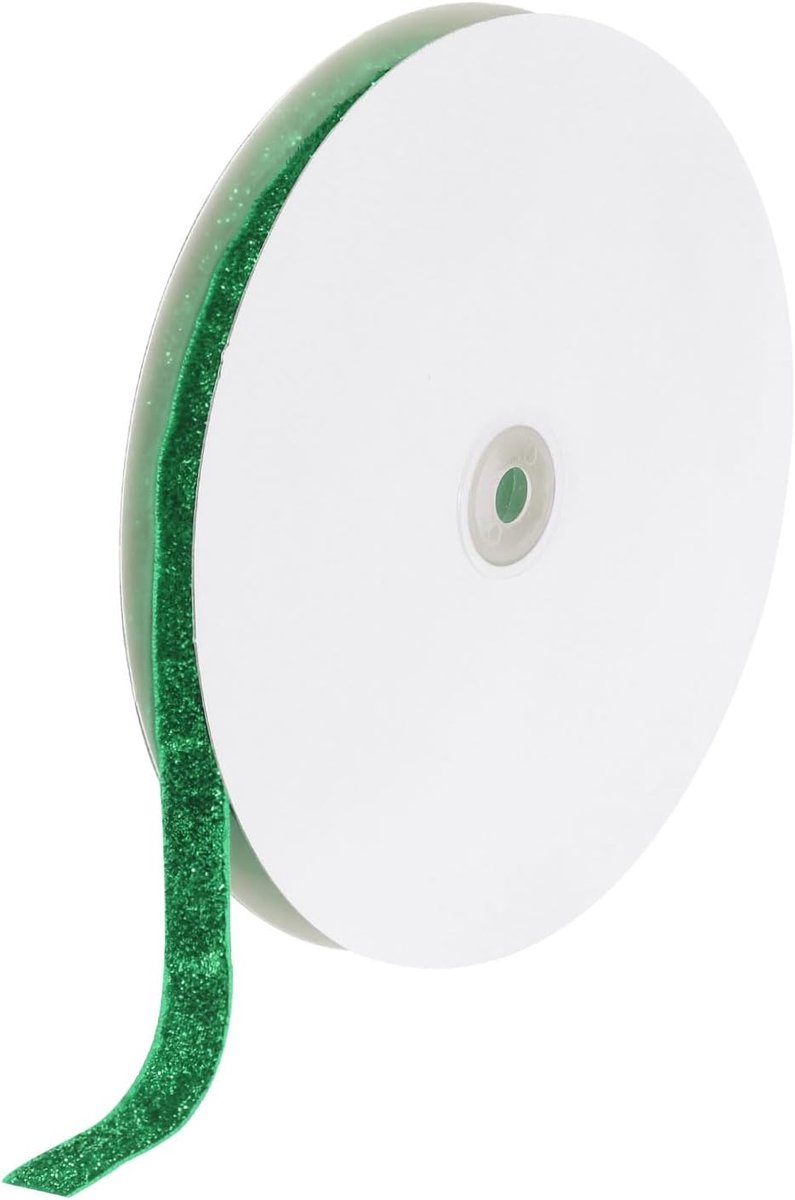 Metallic glitter-fluwelen lint 9/16 inch x 25 yard eenzijdig glitterlint voor Kerstmis doe-het-zelf knutselwerk geschenkverpakking strikdecoratie donkergroen