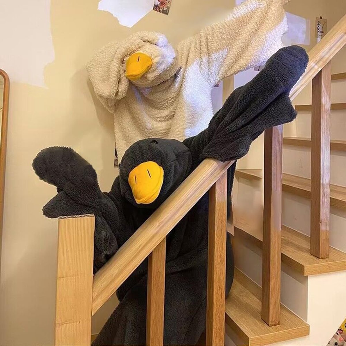 Witte gans draagbare deken - eigenzinnige hoodie voor koppels onesie dikke koraal fleece gigantische slaapzak cosplay kostuum gezellige slaapjurk winter warme pyjama nachtkleding