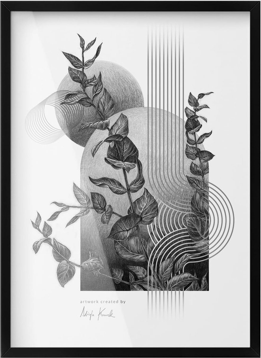 Posterlijst 50x70 cm Lijst Voor Poster Zwart Interieurdecoratie Salon Hanged om op te Hangen aan de Muur voor Certificaat Symmetrisch Kantoor PVC - Konstnärlig Vision