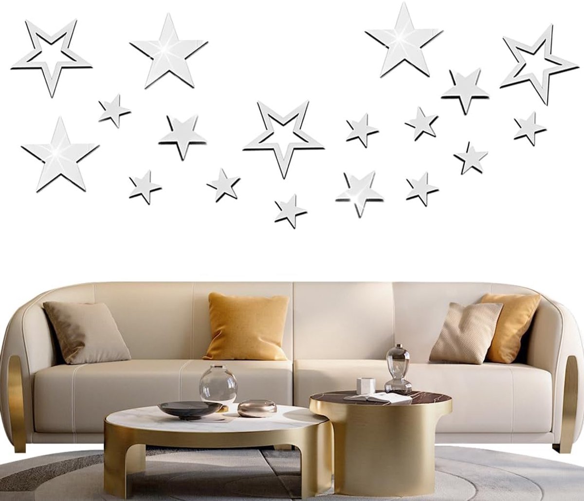 Muurstickers, 30 stuks, verstelbaar, spiegel, acryl, afneembaar, muursticker, huisdecoratie, 3D-muurstickers, decoratie voor woonkamer, slaapkamer, kantoor