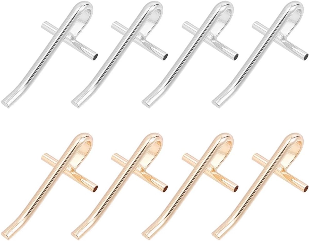 8 stuks pinconverter naar haarspeld en set van vergulde en witgouden legering, mini-speldconverter voor het maken van sieraden