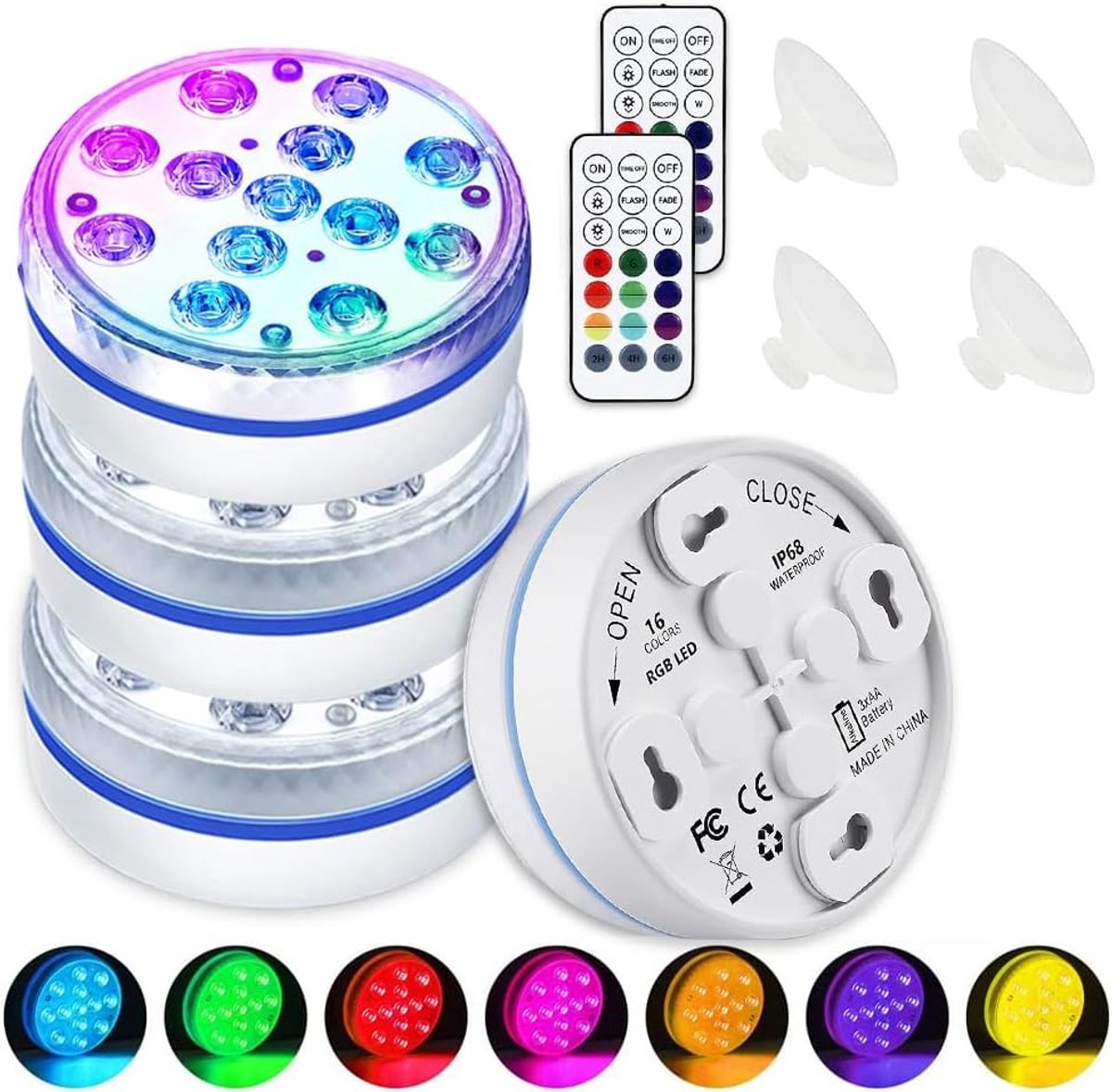 Licht, 4 stuks LED zwembadverlichting Onderwater Magnetische Lichten IP68 Waterdicht Vijververlichting voor zwembad, vijver, badkuip, fontein, aquarium, binnenhuisinrichting