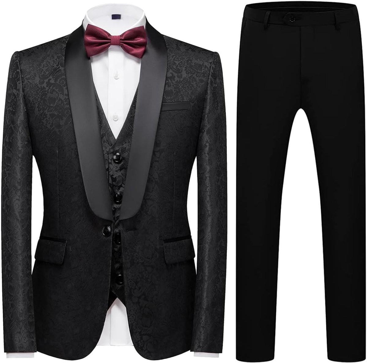 Herenkostuum, 3-delig, bruiloft, zakelijk, slim fit, smoking, eenvoudige borst met één knoop, herenpak, 3-delig, voor feest, comfort, elegant, blazer en broek, vest