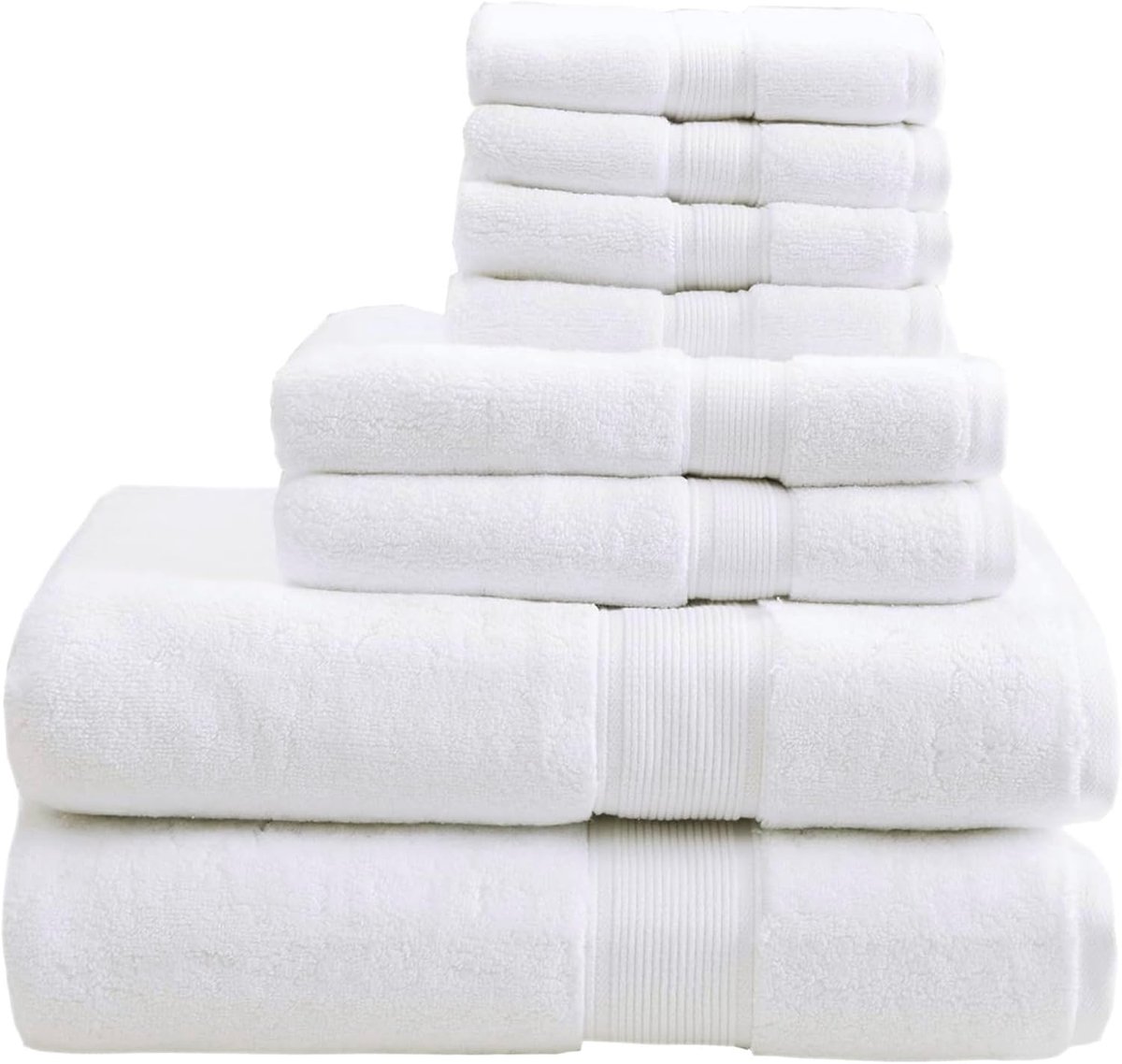 800GSM 100% katoenen luxe badhanddoekset, zeer absorberend, sneldrogend, hotel- en spa-kwaliteit voor badkamer, meerdere maten, wit, 8-delig