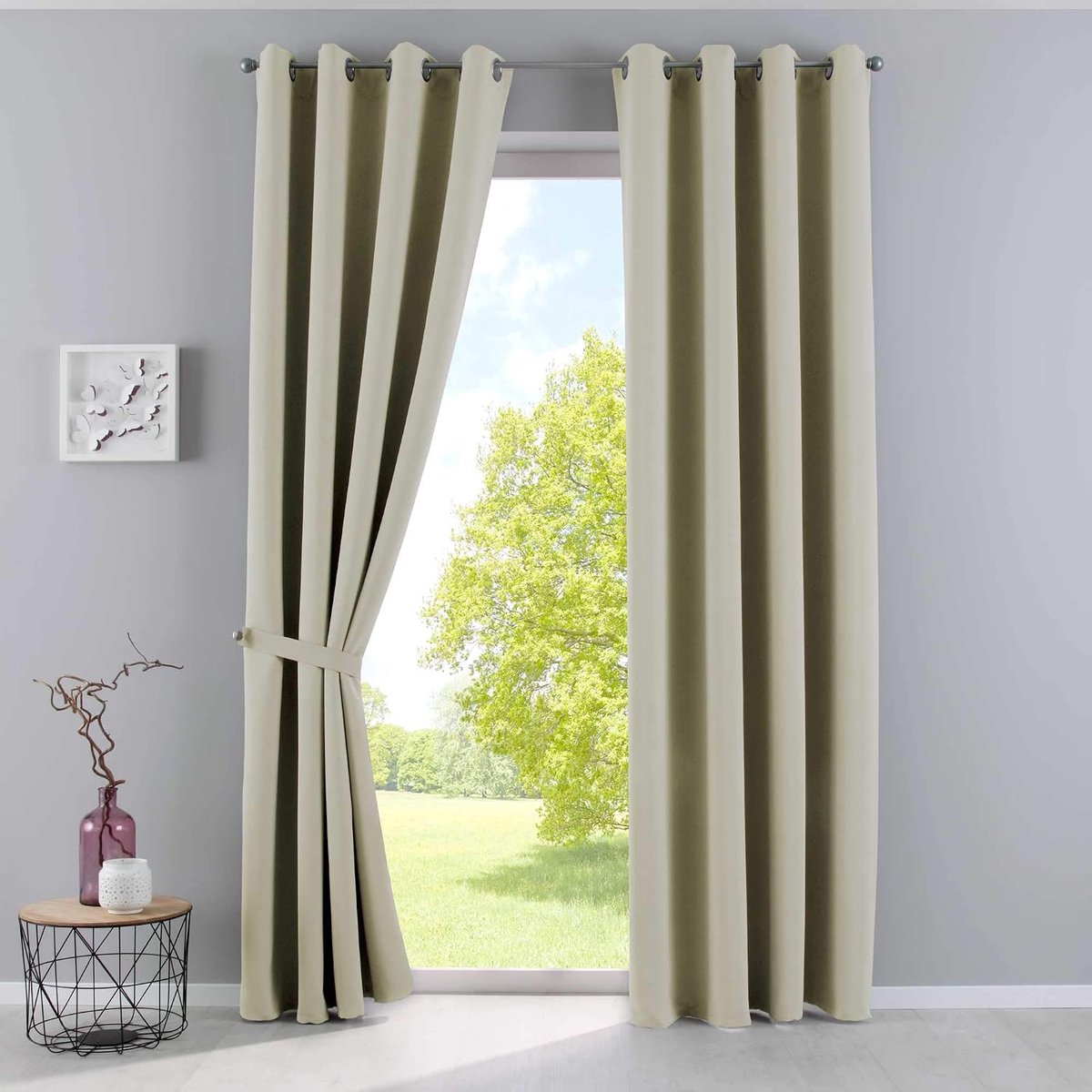 Ondoorzichtige NewYork« beige H x B 245 x 140 cm 2-pack thermische gordijnen verduisteringsgordijn verduisterende oogjes geluidsisolerend Öko-Tex UV-bescherming vouwhouder 201920600-2