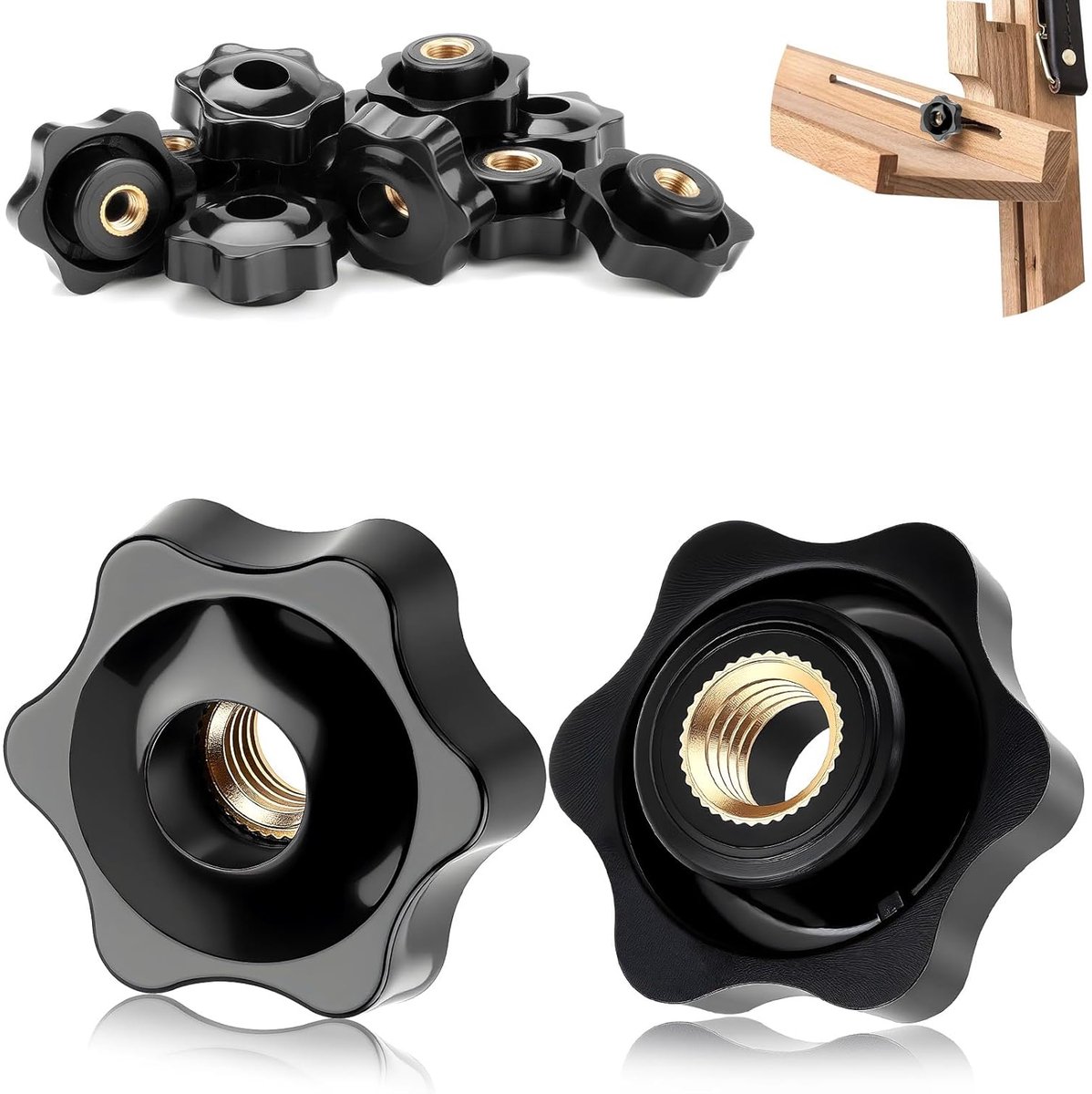 12 stuks stergreepmoeren M6 kartelschroeven, binnendraad, diameter 38 mm, messing stergreep voor fitnessapparaten, gereedschapsmachines, machines en apparatuur, meubels