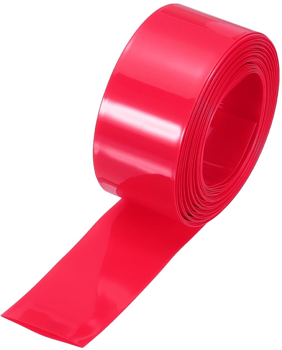 6,5 m lange pvc-krimpkous, 19 mm diameter, 30 mm platte brede isolatieslang, waterdichte beschermslang, krimpverhouding 2:1, set voor accubatterijen, rood